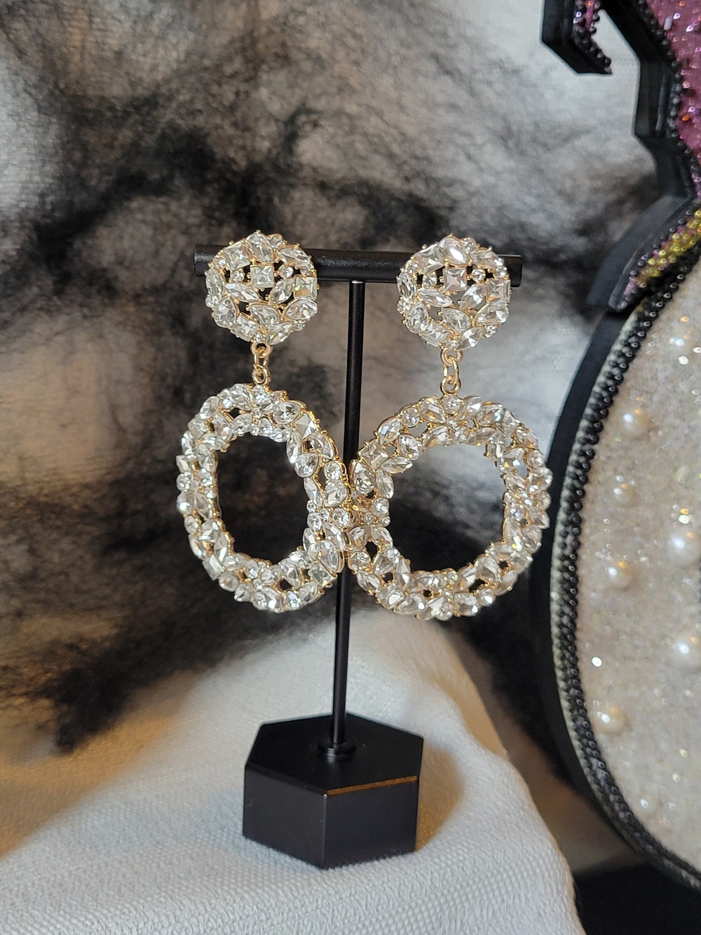 Crystal Hoop Drop Earrings
